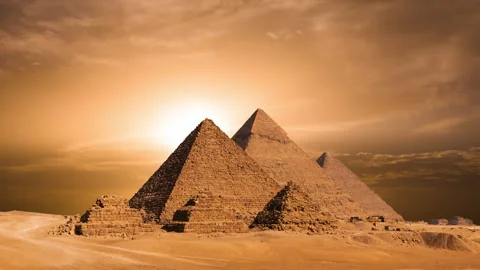 Timelapse of ssunset at Pyramid complex of Giza, in Cairo, Egypt. Stock Footage 246815991