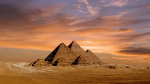 Timelapse of ssunset at Pyramid complex of Giza, in Cairo, Egypt. Stock Footage 246817376
