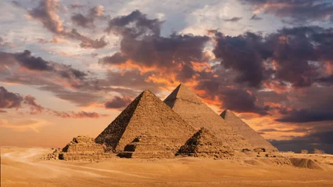 Timelapse of ssunset at Pyramid complex of Giza, in Cairo, Egypt. Stock Footage 247828840