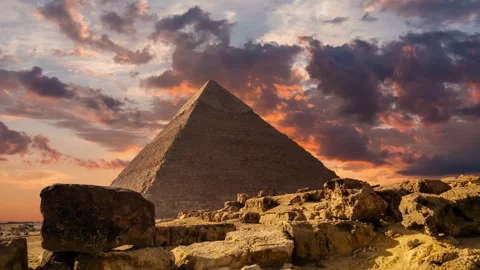 Timelapse of ssunset at Pyramid complex of Giza, in Cairo, Egypt. Stock Footage 247897538