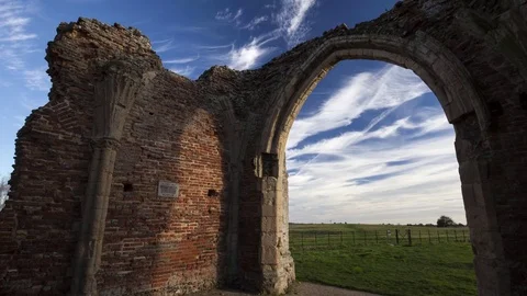 Timelapse of St Benets Abbey gatehouse  Stock Footage 72624236