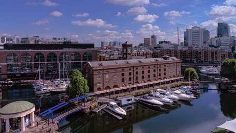 Timelapse St. Katharine Docks from Tower Hotel 스톡 동영상 203943473