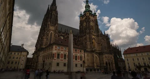 Timelapse of St Vitus Cathedral on a cloudy day Stock Footage 99019621