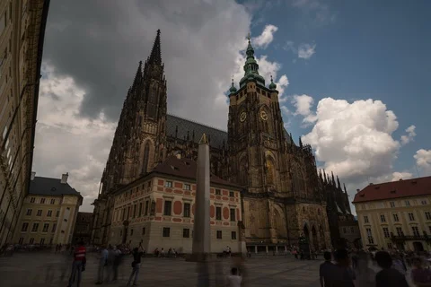 Timelapse of St Vitus Cathedral on a cloudy day Stock Footage 99019673