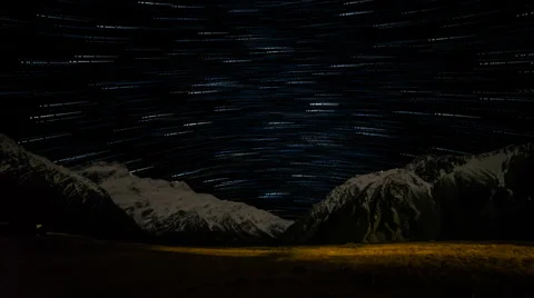 Timelapse Star Trail Over Mount Cook Aoraki 4K Video stock 33374819