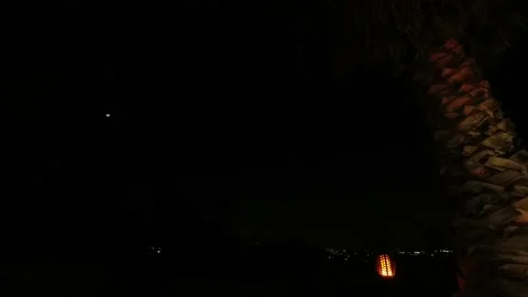 TimeLapse of Star Trails and Moon in Night Sky Stock Footage 153014048