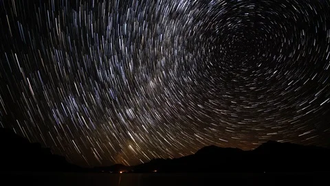 Timelapse star trails over villa traful Stock Footage 87003650
