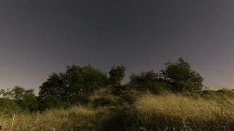 Timelapse of starry night with planes and falling stars Stock Footage 116680293