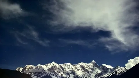 Timelapse of Starry Night Sky Above Namcha Barwa Peak, Himalayas, Tibet 動画素材 336830796