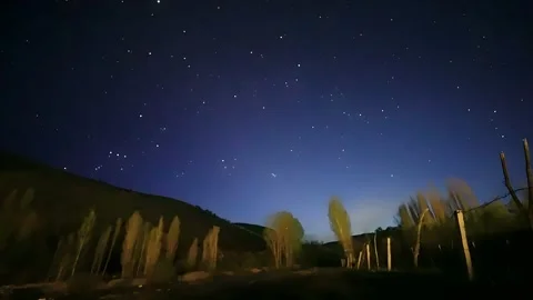 Timelapse of Starry Night Sky Above Rural Mountains in Sichuan, China 库存影片 336877447