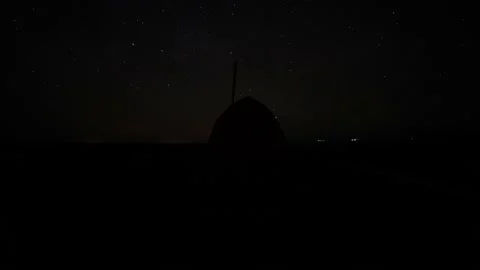 Timelapse of the starry night sky and tents Video stock 237742371
