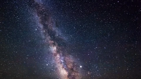 Timelapse of starry sky in the desert. Milky Way and traces of aircraft. Stock Footage 114213287