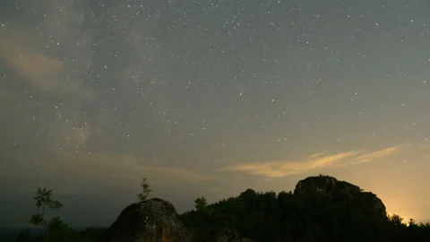 Timelapse of the starry sky in the mountains Stock Footage 148846800