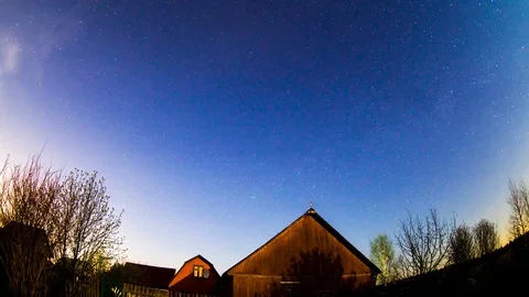 TIMELAPSE: Stars move through the night sky Stock Footage 89655903