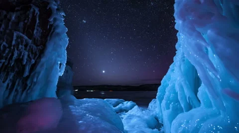 Timelapse stars with north light Stock Footage 48751507