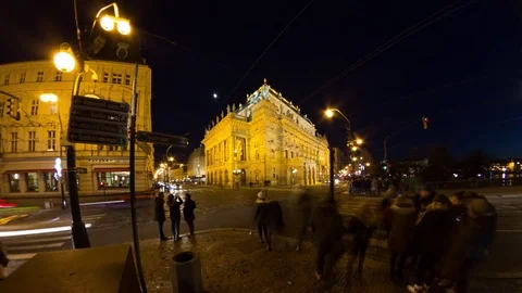 Timelapse The State Opera, Státní opera Praha, Prague, Czech Republic. Stock Footage 84881578