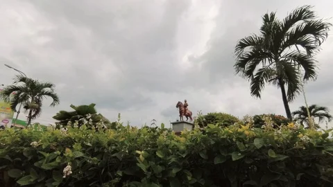 TIMELAPSE Statue of General Sudirman Riding a Horse, Malang East Java Stock Footage 129058172