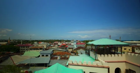 Timelapse of Stone town showing rusted roofs in Zanzibar, Africa. Stock Footage 81572046