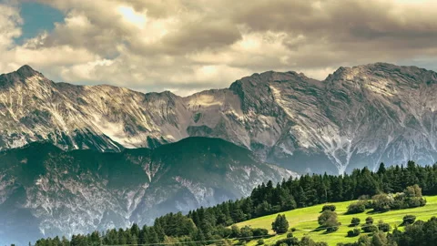 Timelapse of a storm on the Alps mountain range between Italy and Austria Stock Footage 166317925