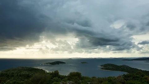 Timelapse of storm clouds at Adriatic Sea in Croatia Stock Footage 89854850