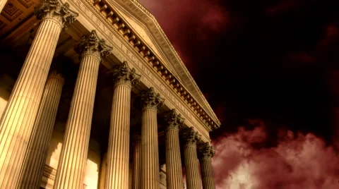 Timelapse storm clouds flow past historic building Stock Footage 994284