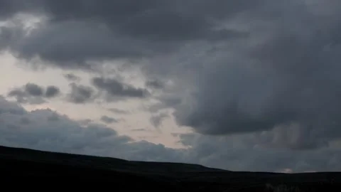 Timelapse, Storm clouds moving over hillside, England, UK Video stock 311758006