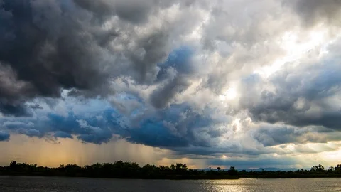 Timelapse Storm clouds with the rain Stock Footage 113478752