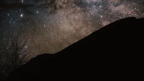 Timelapse Storm over Monument Valley rock reveals. Star Trails Galaxy Spins Stock Illustration