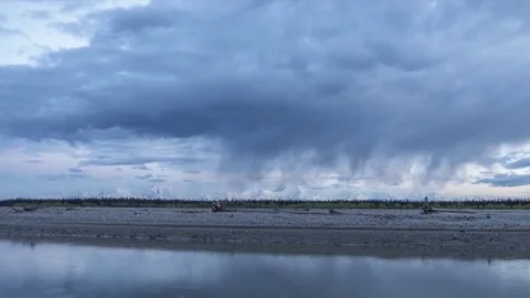 Timelapse stormy clouds on Alaska Range Stock Footage