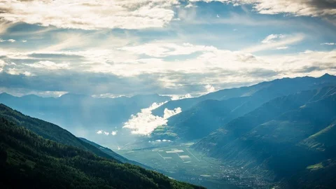Timelapse of stormy clouds over Mountains in Italy Stock Footage 105759645