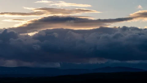 Timelapse of stormy clouds over the mountains in Spain on a winter day Stock Footage 174281910