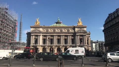Timelapse of the (street in front of the) opera house in Paris, France Stock Footage 130840980