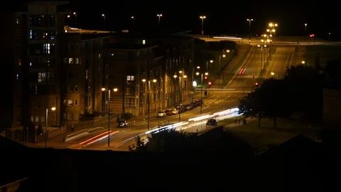 Timelapse of Street at Night Stock Footage 95227033