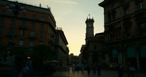 Timelapse of streets during sunset in Milan, Italy Stock Footage 99109861