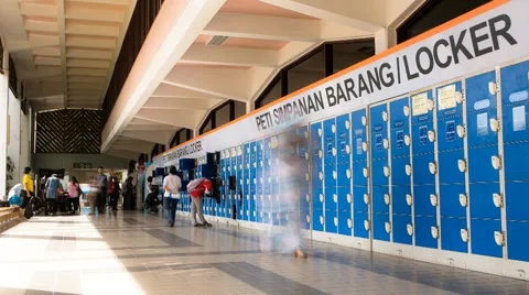 Timelapse of Students Walking in front of the Locker Area in USM, Penang Stock Footage 49304300