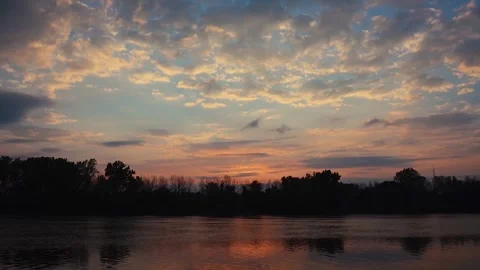 Timelapse of a stunning sunset by the lakeside Stock Footage 304217452