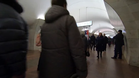 Timelapse subway passengers rush their business during rush hour Video stock 121471038