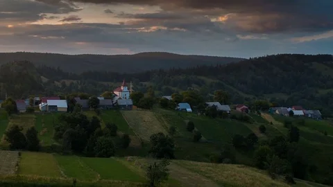 Timelapse of summer mountain sunset Stock Footage 77754522