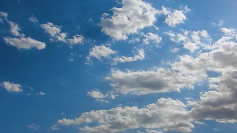 Timelapse of summer sky with blue sky and white clouds Stock Footage 304220186