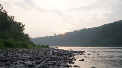 Timelapse summer sunset on the river Stock Footage 127279456
