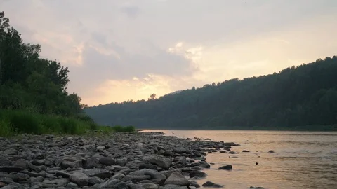 Timelapse summer sunset on the river Stock Footage 127279458