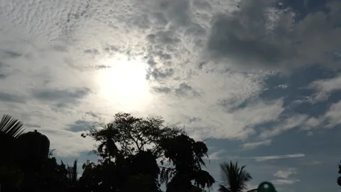 A timelapse of sun in the noon with dark trees in the background Stock Footage 326987978