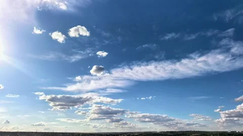 Timelapse Of Sun Rays And Clouds In Blue Sky Stock Footage 339552547