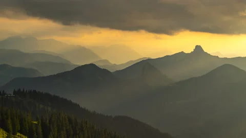 Timelapse of sun rays emerging though the dark storm clouds 8K Stock Footage 147517167