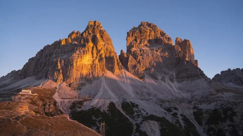 Timelapse sun rising in the mountains at the three peaks of Lavaredo Stock Footage 292141935