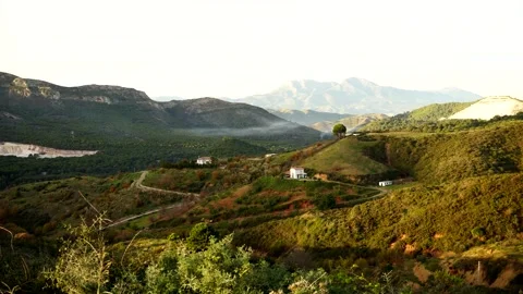 Timelapse of Sun Rolling Over Pretty House in Spanish Mountains Stock Footage 146257784