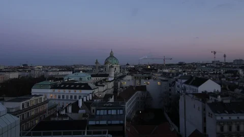 Timelapse: the sun sets on a cloudy day over Viennese skyline Stock Footage 117170989
