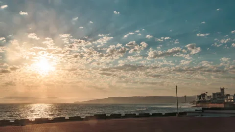 Timelapse sun sets over ocean in Ensenada, Mexico 스톡 동영상 228015744