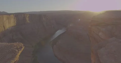 Timelapse of sun setting above Horseshoe bend and Colorado river Stock Footage 146367590