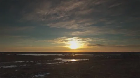 Timelapse of Sun setting over the tundra in Canada Stock Footage 62025036